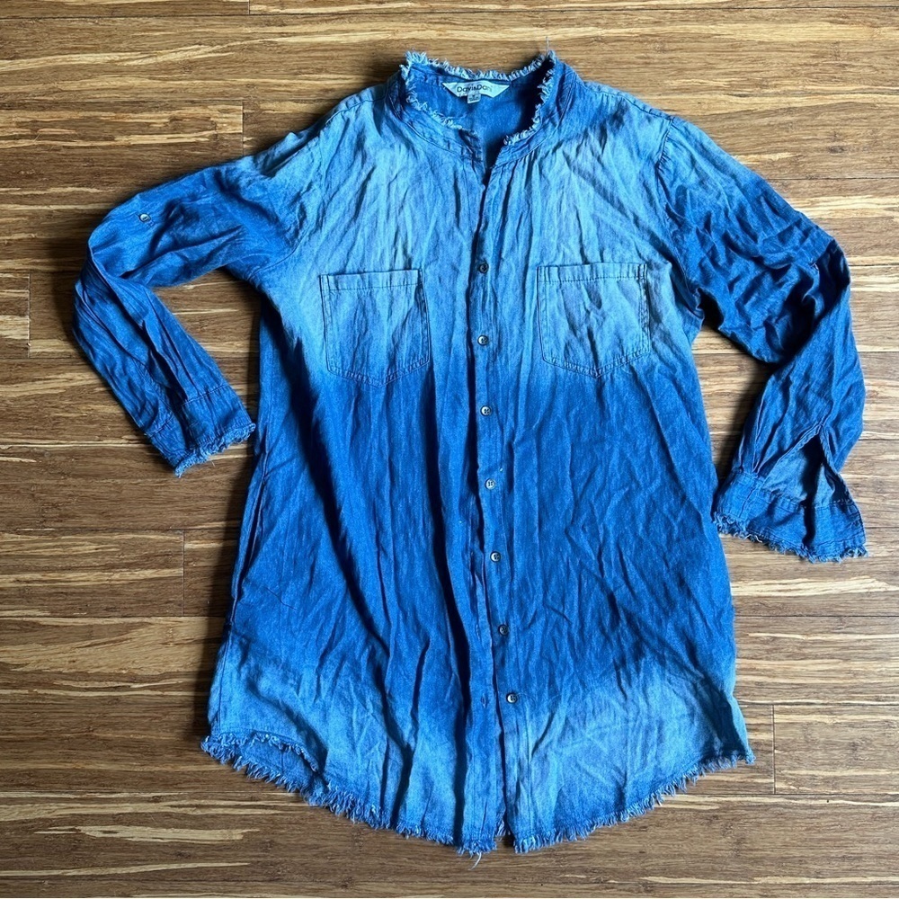 BUTTON Down Denim Dress 💙 Frayed Hem